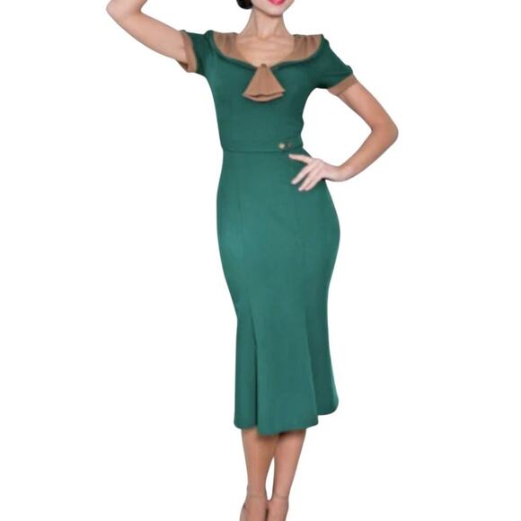NWT Stop Staring! Army Green Raileen Fitted Dress Plus 16 - Picture 11 of 11
